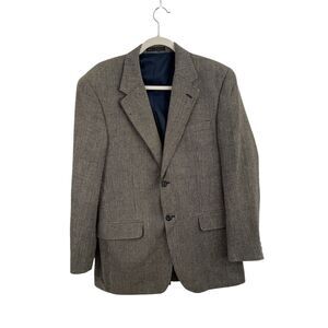 Saville Row Sport Coat Blazer Beige Houndstooth Preppy Career Office Mens 38R